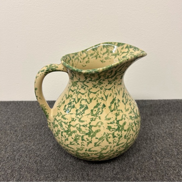 Vintage Robinson Ransbottom Spongeware Pottery Pitcher Jug - Picture 1 of 13